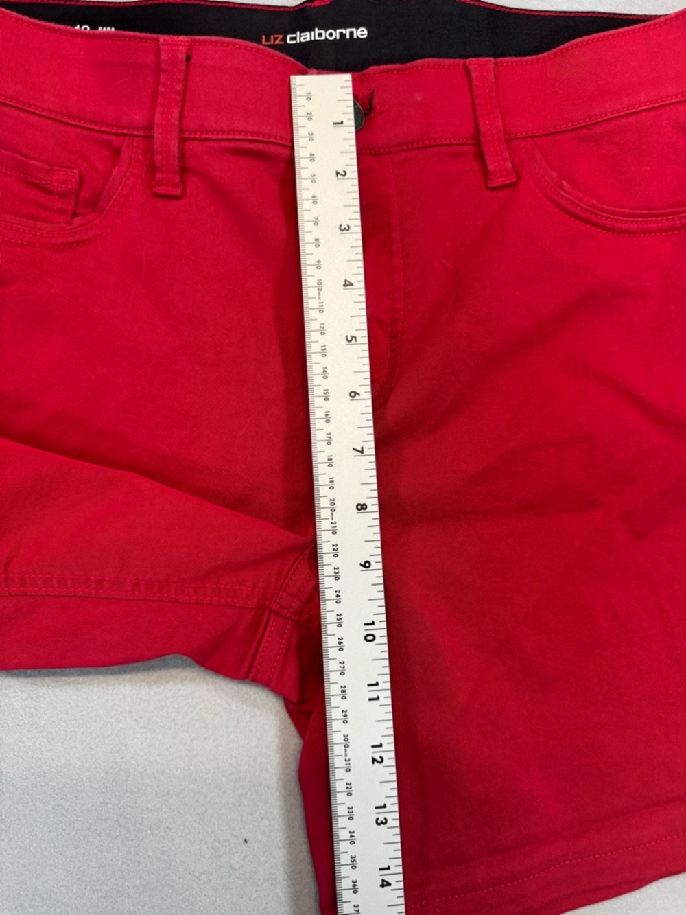 Liz Claiborne Red Stretch Denim Women's Shorts - Picture 7 of 8